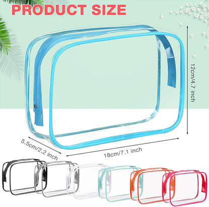 16 Pack Clear Cosmetic Bag, Transparent Toiletry Bag Travel Pouch with Zipper Waterproof PVC Plastic Organizer Case for Women Men Traveling Vacation Organization Business Trip Home, 8 Colors