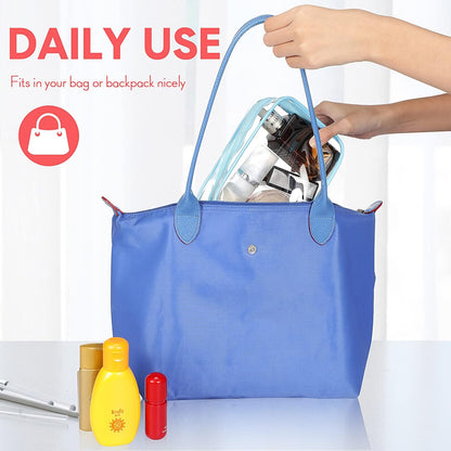 16 Pack Clear Cosmetic Bag, Transparent Toiletry Bag Travel Pouch with Zipper Waterproof PVC Plastic Organizer Case for Women Men Traveling Vacation Organization Business Trip Home, 8 Colors