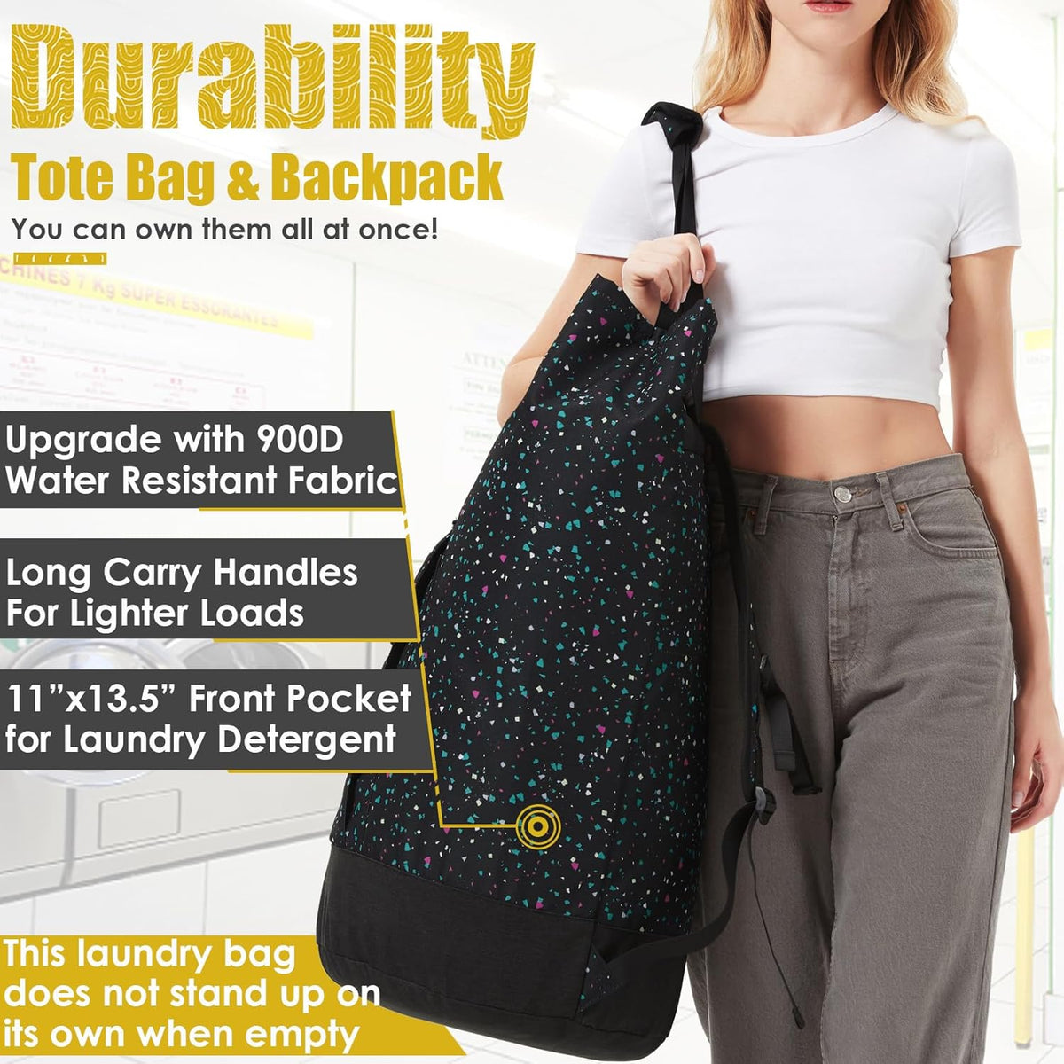 Laundry Bag for College, 115L Heavy Duty Laundry Backpack with Shoulder Straps, Large Dirty Clothes Bag for Dorm, Apartment and Laundromat, Laundry Duffle Bag for Travel, Beach, Camping, oyster grey