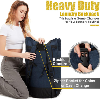 Laundry Bag for College, 115L Heavy Duty Laundry Backpack with Shoulder Straps, Large Dirty Clothes Bag for Dorm, Apartment and Laundromat, Laundry Duffle Bag for Travel, Beach, Camping, oyster grey