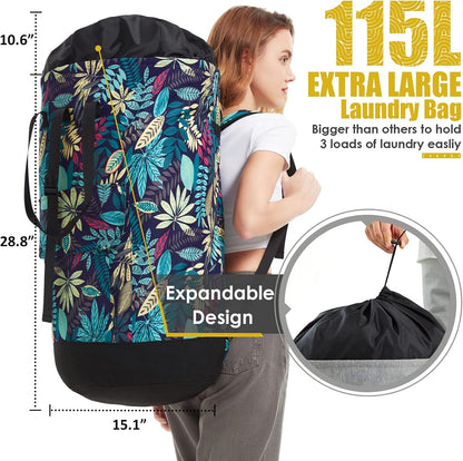 Laundry Bag for College, 115L Heavy Duty Laundry Backpack with Shoulder Straps, Large Dirty Clothes Bag for Dorm, Apartment and Laundromat, Laundry Duffle Bag for Travel, Beach, Camping, oyster grey