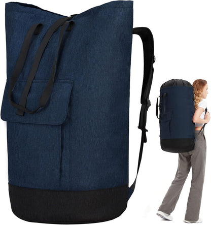 Laundry Bag for College, 115L Heavy Duty Laundry Backpack with Shoulder Straps, Large Dirty Clothes Bag for Dorm, Apartment and Laundromat, Laundry Duffle Bag for Travel, Beach, Camping, oyster grey