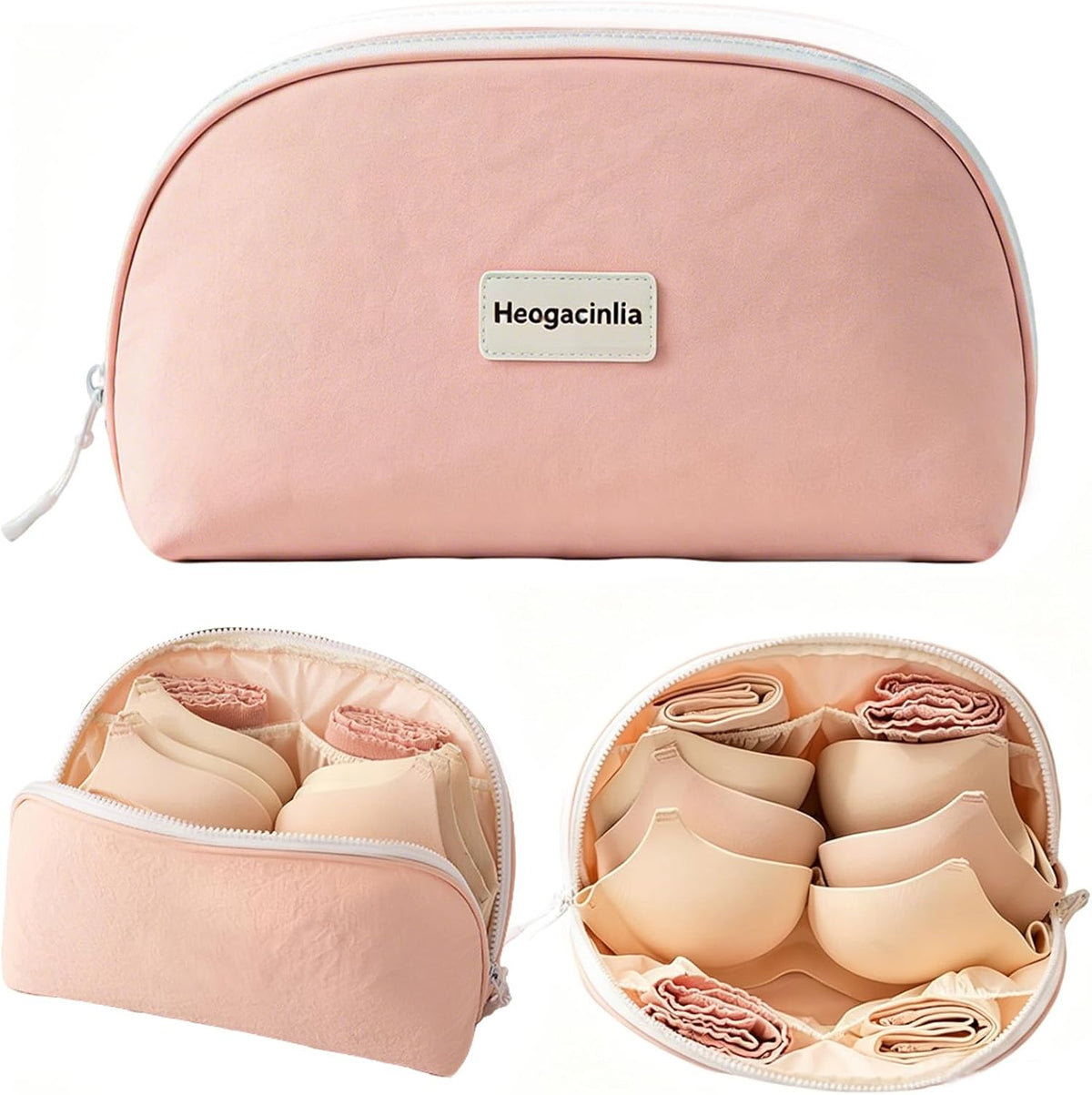 Travel Underwear Organizer Bag for Women 11.81 In Large Capacity Packing Cube Portable Lingerie Travel Bags Multi-Compartment Storage Bag for Bras Sock Cosmetic Makeup Brushes Accessories