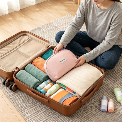 Travel Underwear Organizer Bag for Women 11.81 In Large Capacity Packing Cube Portable Lingerie Travel Bags Multi-Compartment Storage Bag for Bras Sock Cosmetic Makeup Brushes Accessories