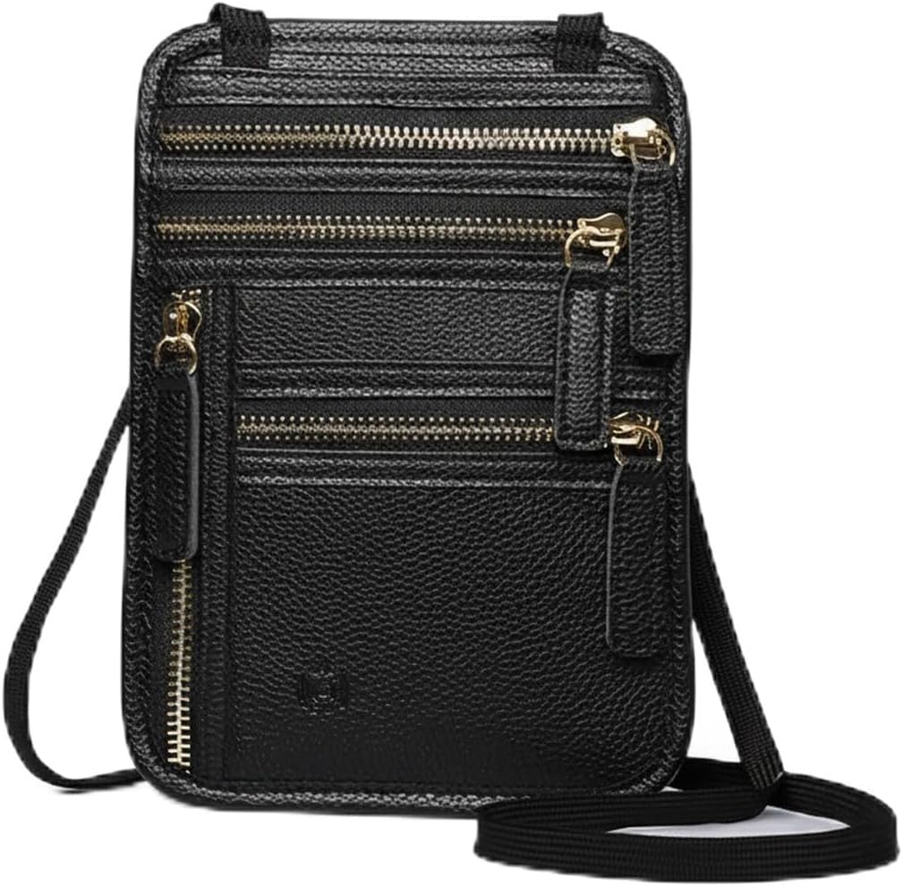 Travel Wallet Neck Pouch with Adjustable Strap, PU Leather Body-Worn Organizer for Passport and Cards, Secure Document Storage for International Trips