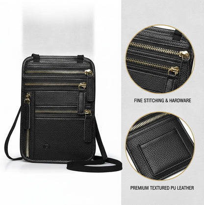 Travel Wallet Neck Pouch with Adjustable Strap, PU Leather Body-Worn Organizer for Passport and Cards, Secure Document Storage for International Trips