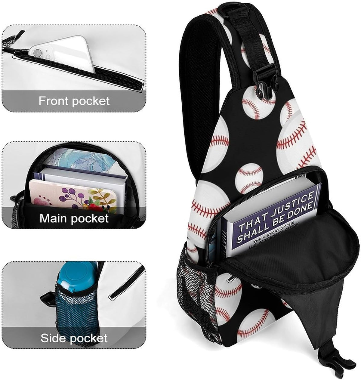 Men Women Sling Shoulder Backpack Casual Carrying Tote Case Crossbody Travel Bag, Anti-Theft Multipurpose Carry On Bag, Marshmallow Camping Crossbody Bag