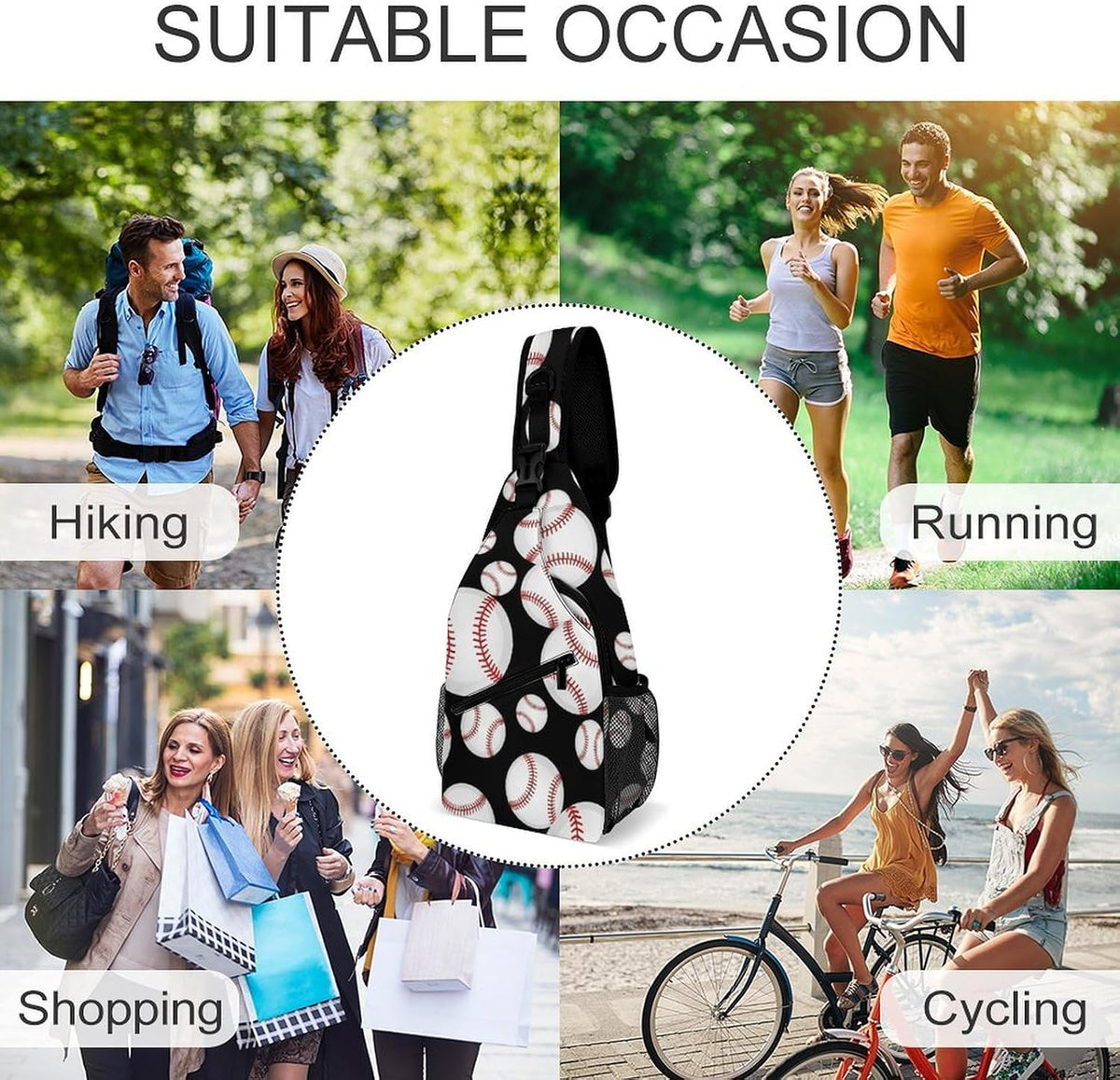Men Women Sling Shoulder Backpack Casual Carrying Tote Case Crossbody Travel Bag, Anti-Theft Multipurpose Carry On Bag, Marshmallow Camping Crossbody Bag