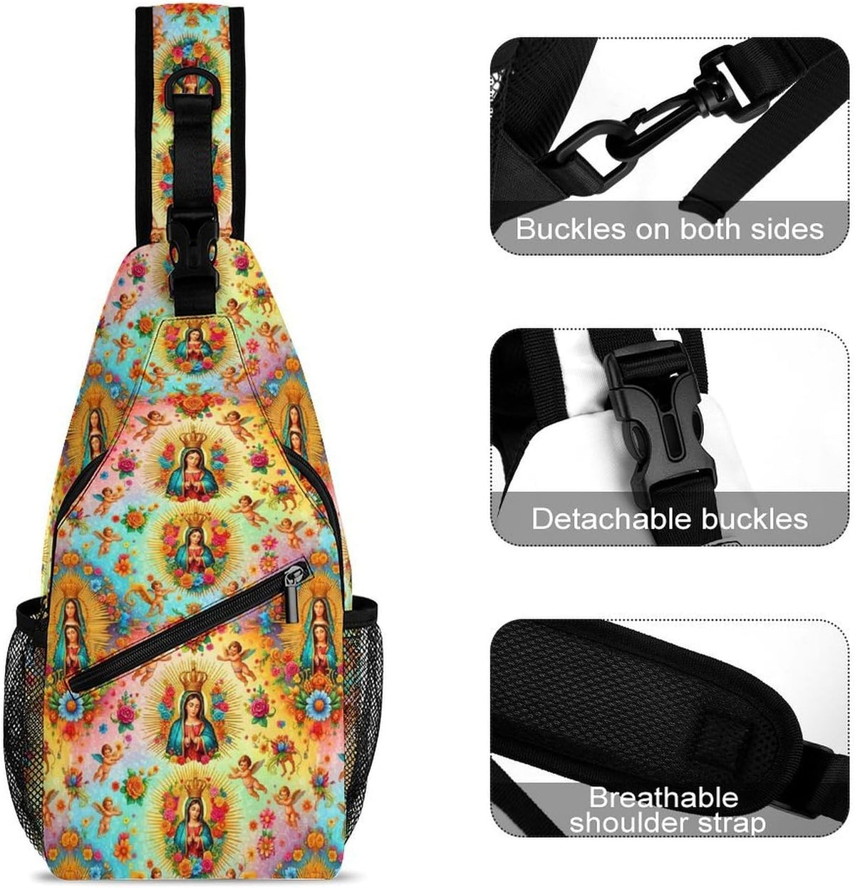 Men Women Sling Shoulder Backpack Casual Carrying Tote Case Crossbody Travel Bag, Anti-Theft Multipurpose Carry On Bag, Marshmallow Camping Crossbody Bag