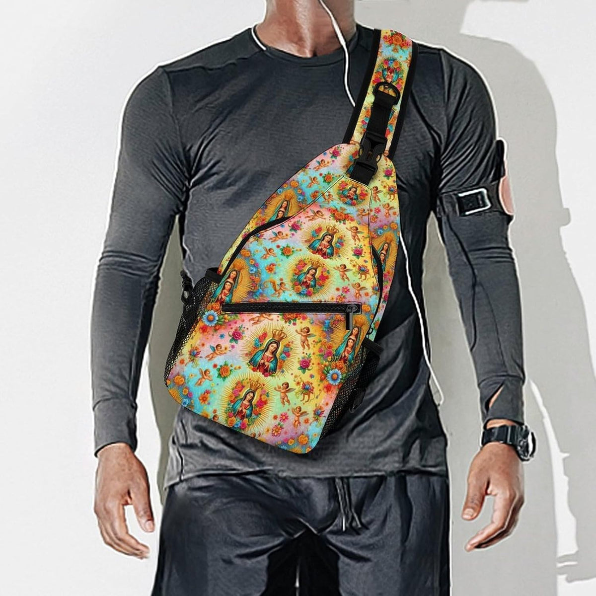 Men Women Sling Shoulder Backpack Casual Carrying Tote Case Crossbody Travel Bag, Anti-Theft Multipurpose Carry On Bag, Marshmallow Camping Crossbody Bag