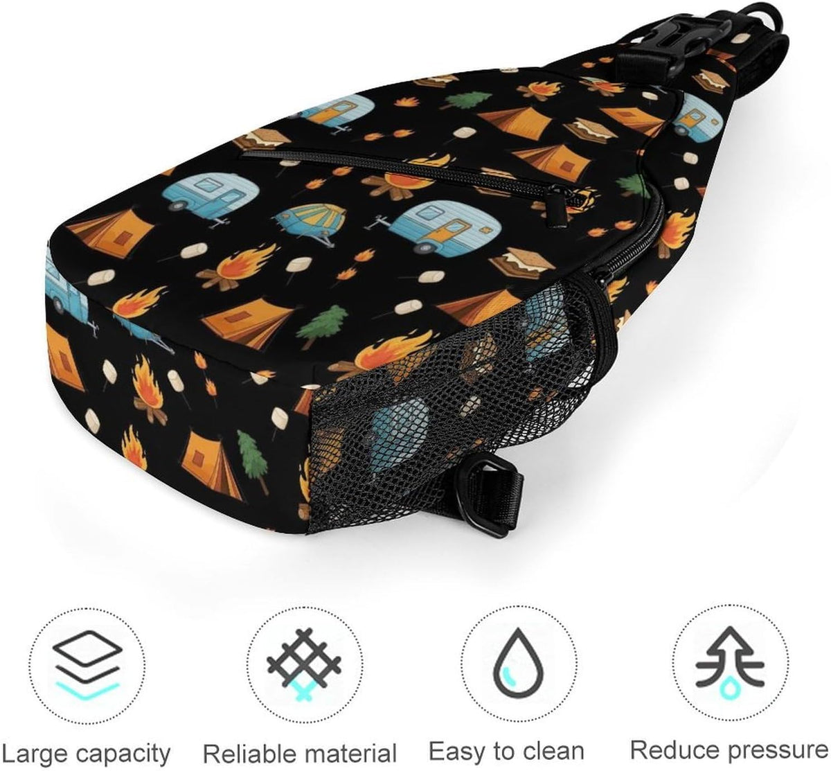 Men Women Sling Shoulder Backpack Casual Carrying Tote Case Crossbody Travel Bag, Anti-Theft Multipurpose Carry On Bag, Marshmallow Camping Crossbody Bag