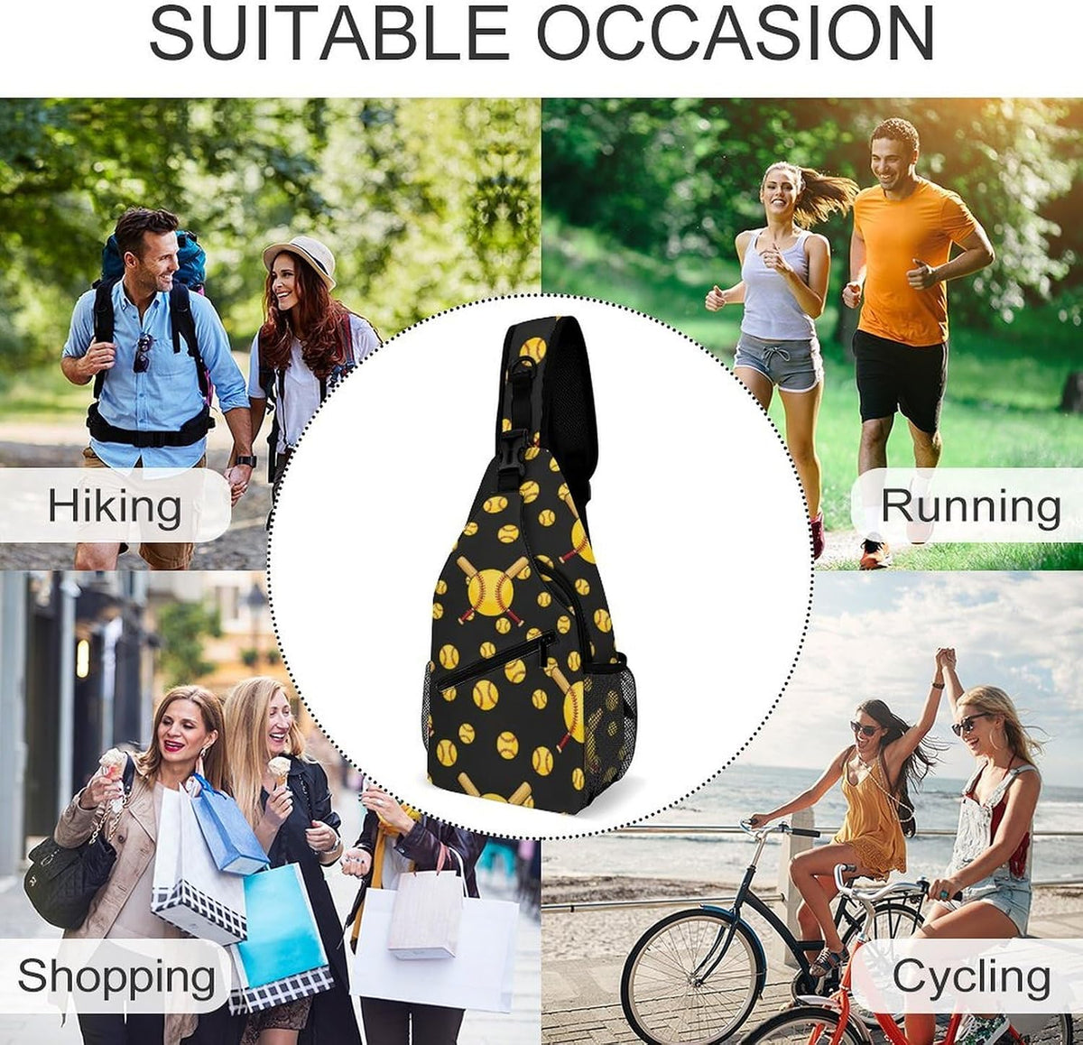 Men Women Sling Shoulder Backpack Casual Carrying Tote Case Crossbody Travel Bag, Anti-Theft Multipurpose Carry On Bag, Marshmallow Camping Crossbody Bag