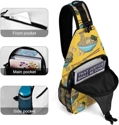 Men Women Sling Shoulder Backpack Casual Carrying Tote Case Crossbody Travel Bag, Anti-Theft Multipurpose Carry On Bag, Marshmallow Camping Crossbody Bag