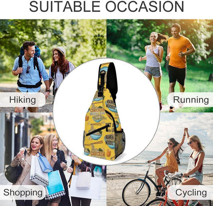 Men Women Sling Shoulder Backpack Casual Carrying Tote Case Crossbody Travel Bag, Anti-Theft Multipurpose Carry On Bag, Marshmallow Camping Crossbody Bag