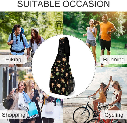 Men Women Sling Shoulder Backpack Casual Carrying Tote Case Crossbody Travel Bag, Anti-Theft Multipurpose Carry On Bag, Marshmallow Camping Crossbody Bag