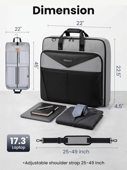 Garment Bags for Travel Fits 5 Suits, Wrinkle Free Suit Bag Travel | Carry on Garment Bags for Hanging Clothes with Luggage Sleeve and Shoe Pocket, Waterproof Suit Garment Bag for Men Women