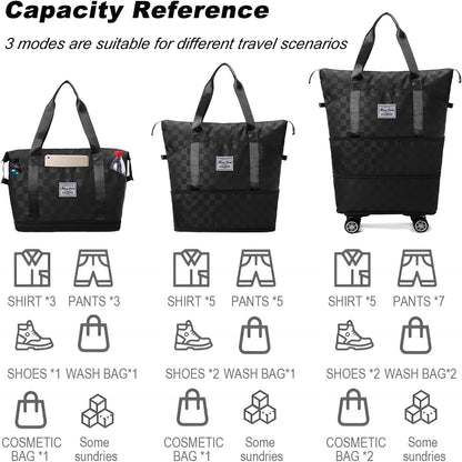 Expandable Foldable Duffel Bag Suitcases,Detachable Rolling Wheels,Rolling Duffle Bag with Wheels,Suitcase with Wheel,Carry on Luggage,Gift for Men Women Lightweight Suitcases (Blue)