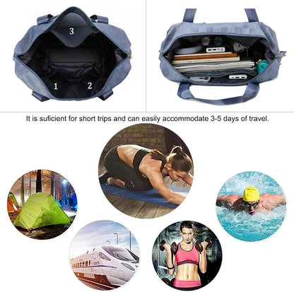 Expandable Foldable Duffel Bag Suitcases,Detachable Rolling Wheels,Rolling Duffle Bag with Wheels,Suitcase with Wheel,Carry on Luggage,Gift for Men Women Lightweight Suitcases (Blue)