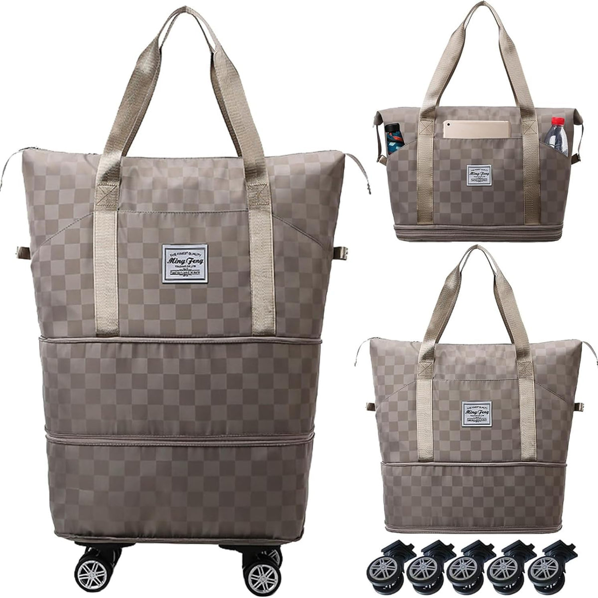 Expandable Foldable Duffel Bag Suitcases,Detachable Rolling Wheels,Rolling Duffle Bag with Wheels,Suitcase with Wheel,Carry on Luggage,Gift for Men Women Lightweight Suitcases (Blue)