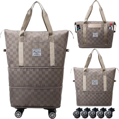 Expandable Foldable Duffel Bag Suitcases,Detachable Rolling Wheels,Rolling Duffle Bag with Wheels,Suitcase with Wheel,Carry on Luggage,Gift for Men Women Lightweight Suitcases (Blue)