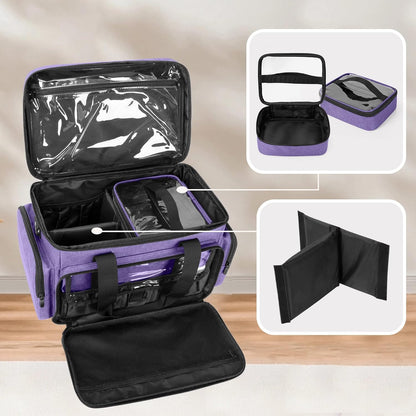 Large Makeup Bag with 2 Removable Pouches and Detachable Dividers, Multifunctional Cosmetic Bag to Keep Makeup and Hair Supplies (Patent Pending), Black
