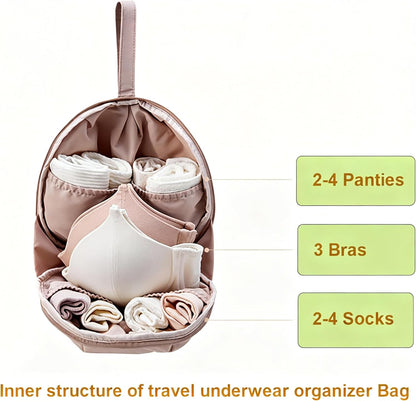 Women’s Travel Underwear Packing Cube Organizer Portable Storage Bag for Bras, Panties, Socks & Accessories Lightweight Luggage Organizer Travel Essentials (Pink)