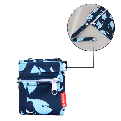 Cloth Diaper Wet Dry Bag with Handle for Swimsuit, Pumping Parts, Wet Clothes and More, Ideal for Travel, Exercise, Daycare, Swimming, Reusable and Water-Resistant (Medium,Cute Whale)