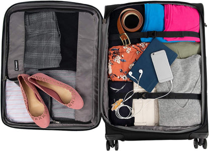 Tourlite Softside 21" Expandable Luggage with 4 Spinner Wheels, Lightweight Suitcase, Carry-On, Blue