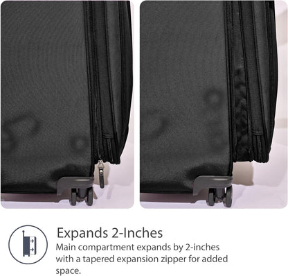 Tourlite Softside 21" Expandable Luggage with 4 Spinner Wheels, Lightweight Suitcase, Carry-On, Blue