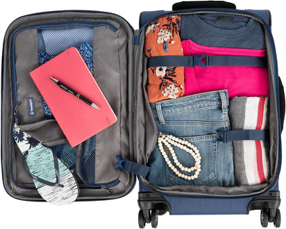 Tourlite Softside 21" Expandable Luggage with 4 Spinner Wheels, Lightweight Suitcase, Carry-On, Blue