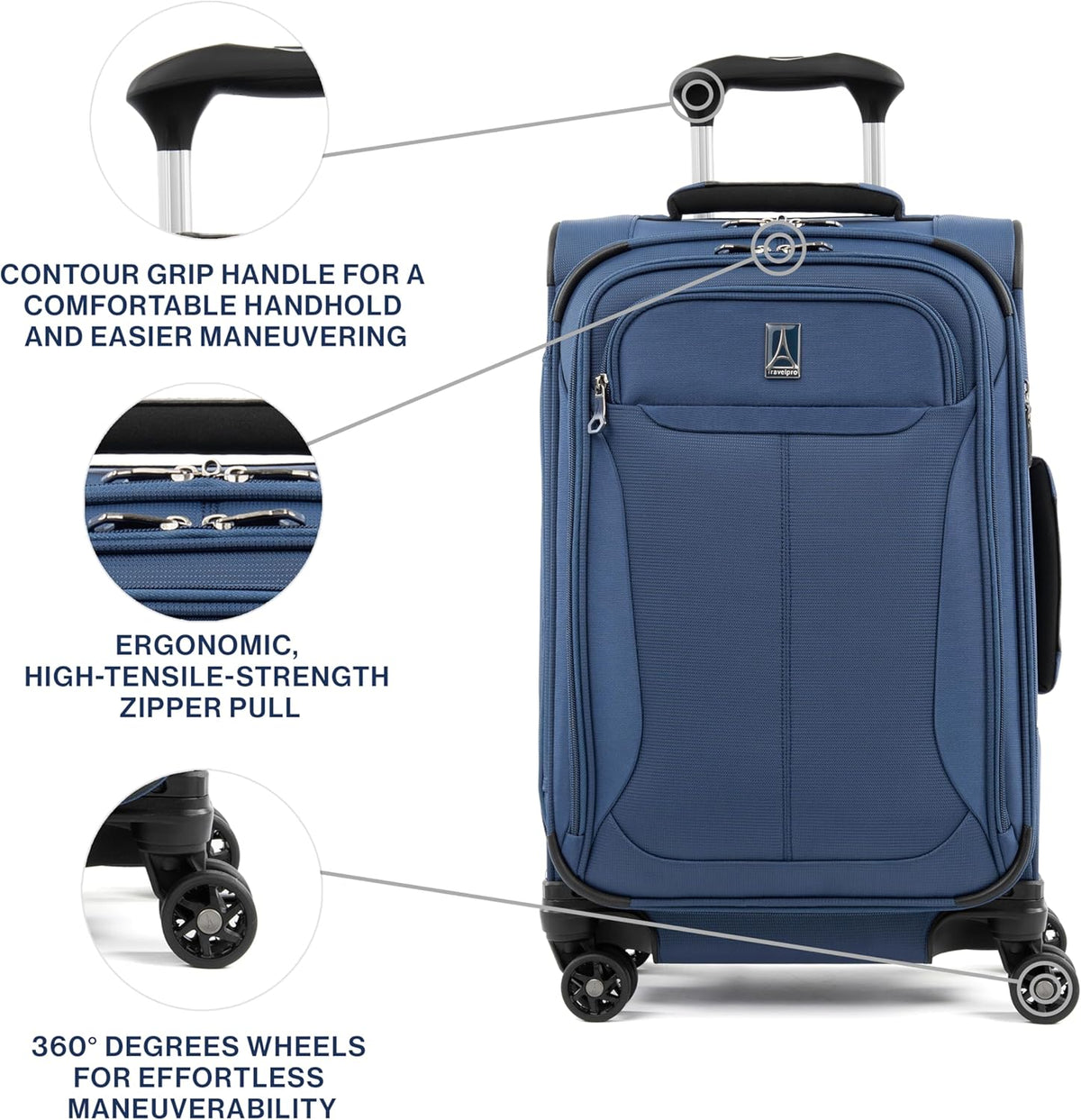 Tourlite Softside 21" Expandable Luggage with 4 Spinner Wheels, Lightweight Suitcase, Carry-On, Blue