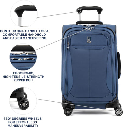 Tourlite Softside 21" Expandable Luggage with 4 Spinner Wheels, Lightweight Suitcase, Carry-On, Blue