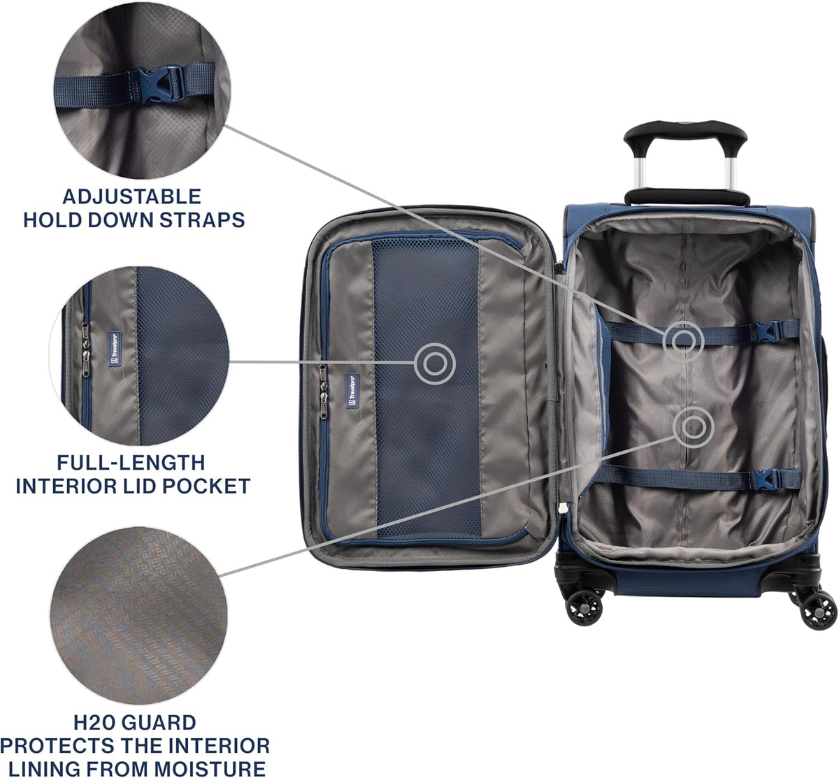 Tourlite Softside 21" Expandable Luggage with 4 Spinner Wheels, Lightweight Suitcase, Carry-On, Blue