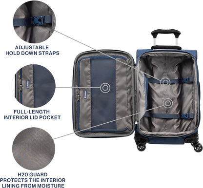 Tourlite Softside 21" Expandable Luggage with 4 Spinner Wheels, Lightweight Suitcase, Carry-On, Blue