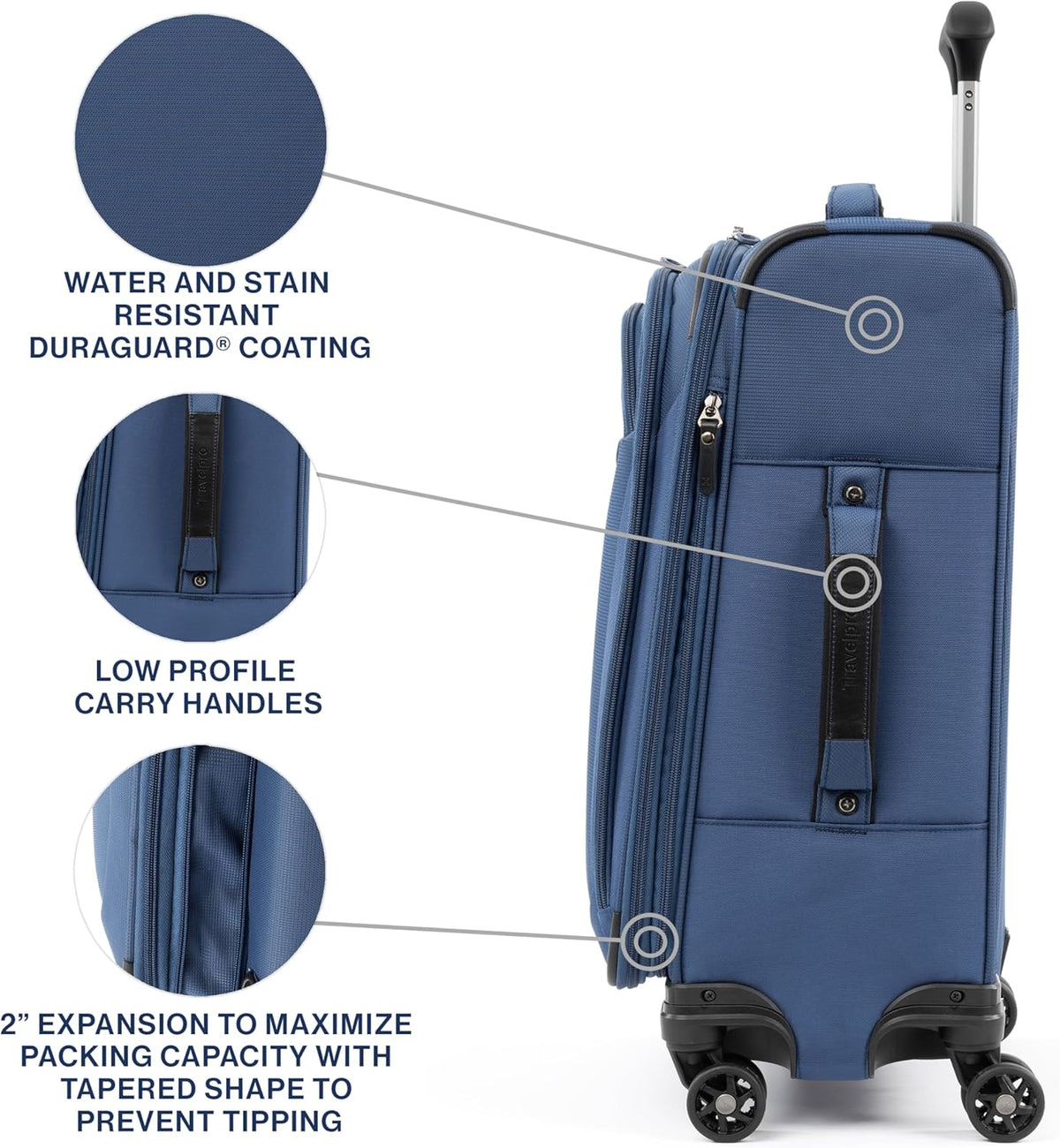 Tourlite Softside 21" Expandable Luggage with 4 Spinner Wheels, Lightweight Suitcase, Carry-On, Blue