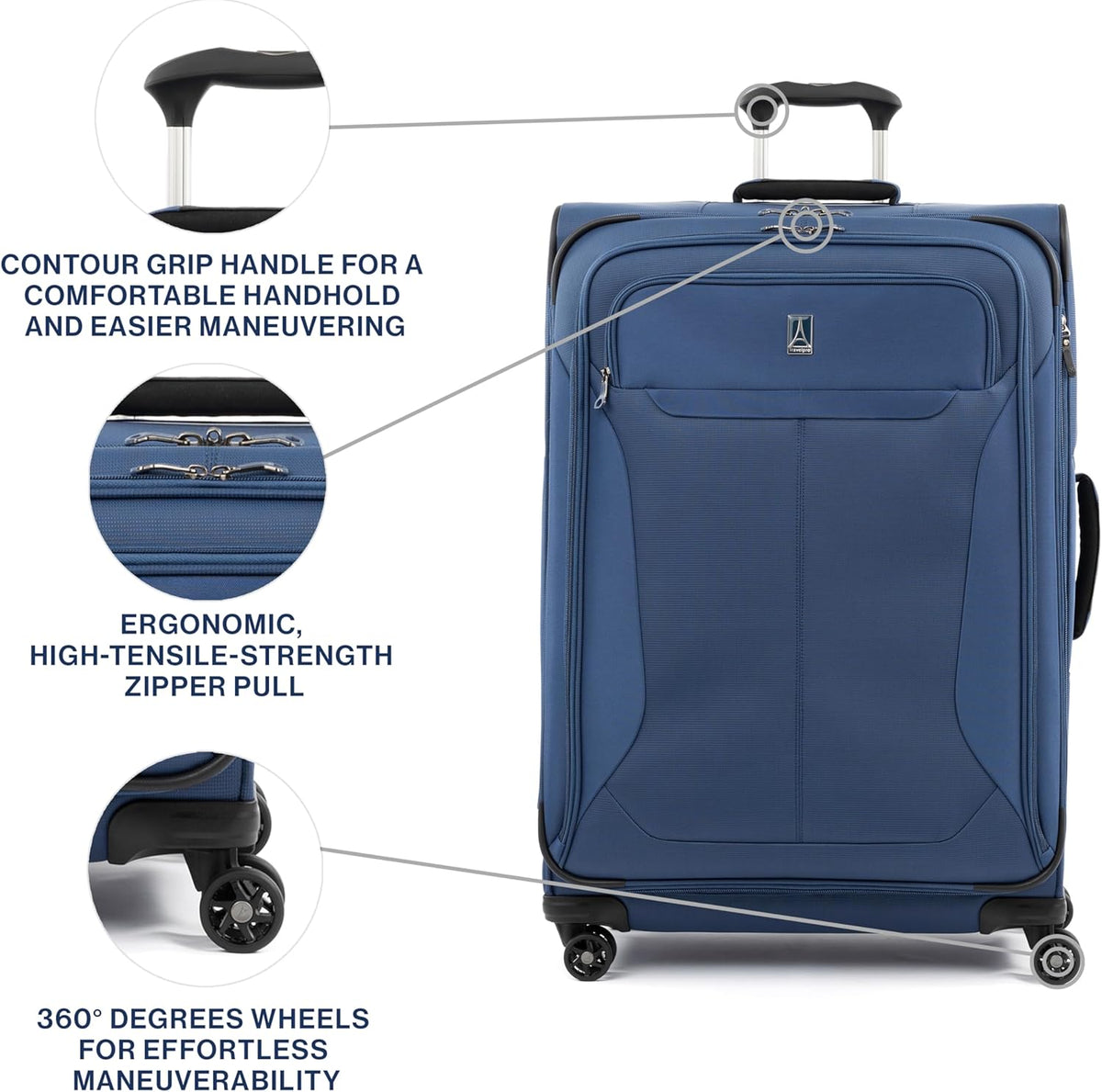 Tourlite Softside 21" Expandable Luggage with 4 Spinner Wheels, Lightweight Suitcase, Carry-On, Blue