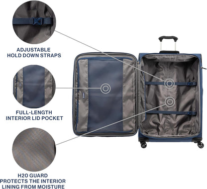 Tourlite Softside 21" Expandable Luggage with 4 Spinner Wheels, Lightweight Suitcase, Carry-On, Blue