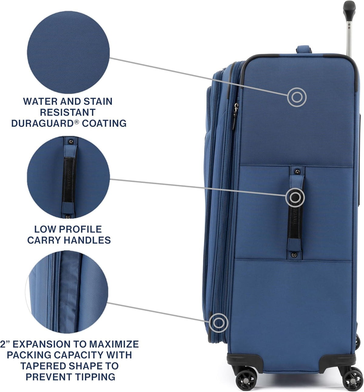 Tourlite Softside 21" Expandable Luggage with 4 Spinner Wheels, Lightweight Suitcase, Carry-On, Blue