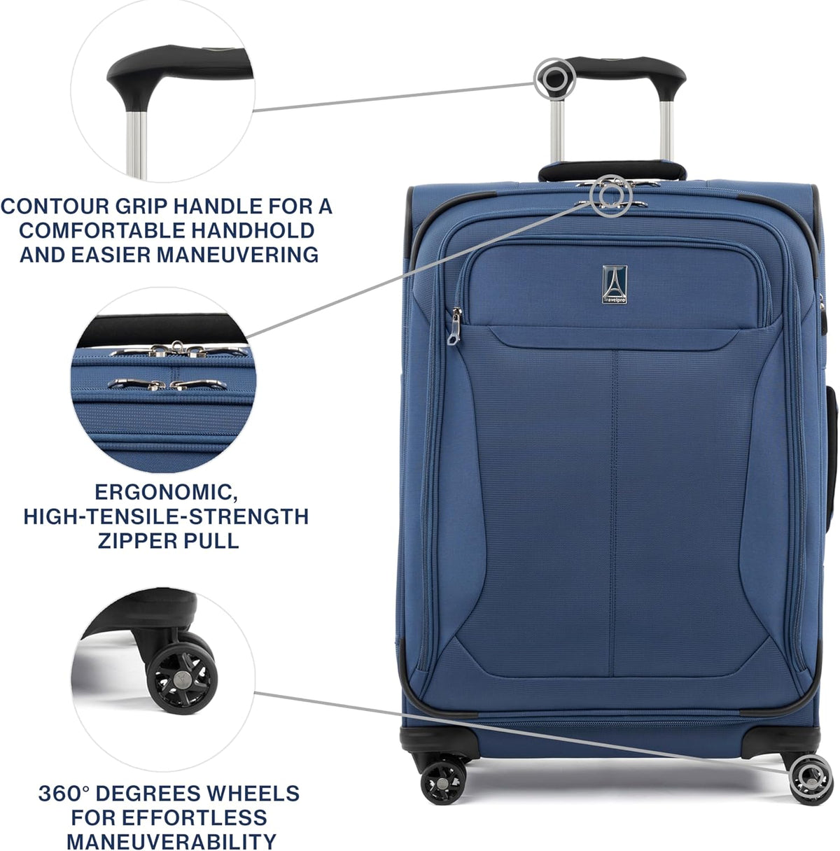Tourlite Softside 21" Expandable Luggage with 4 Spinner Wheels, Lightweight Suitcase, Carry-On, Blue