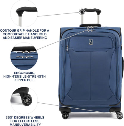 Tourlite Softside 21" Expandable Luggage with 4 Spinner Wheels, Lightweight Suitcase, Carry-On, Blue
