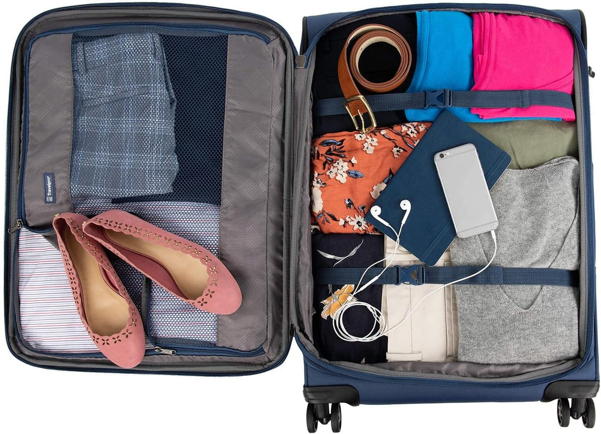 Tourlite Softside 21" Expandable Luggage with 4 Spinner Wheels, Lightweight Suitcase, Carry-On, Blue