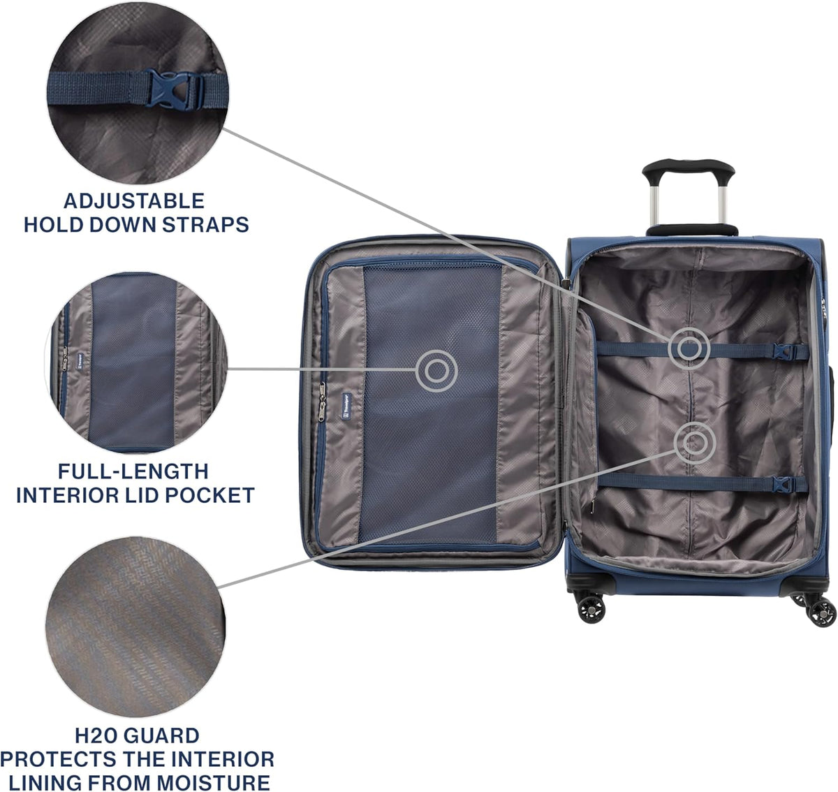 Tourlite Softside 21" Expandable Luggage with 4 Spinner Wheels, Lightweight Suitcase, Carry-On, Blue