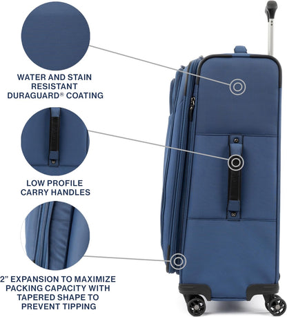 Tourlite Softside 21" Expandable Luggage with 4 Spinner Wheels, Lightweight Suitcase, Carry-On, Blue