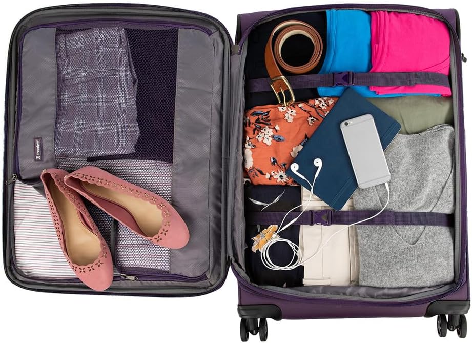 Tourlite Softside 21" Expandable Luggage with 4 Spinner Wheels, Lightweight Suitcase, Carry-On, Blue