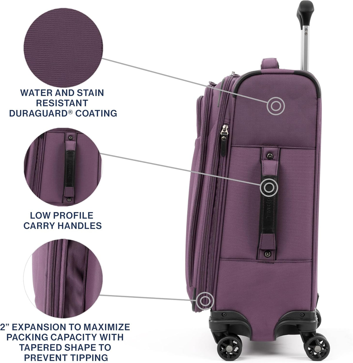 Tourlite Softside 21" Expandable Luggage with 4 Spinner Wheels, Lightweight Suitcase, Carry-On, Blue