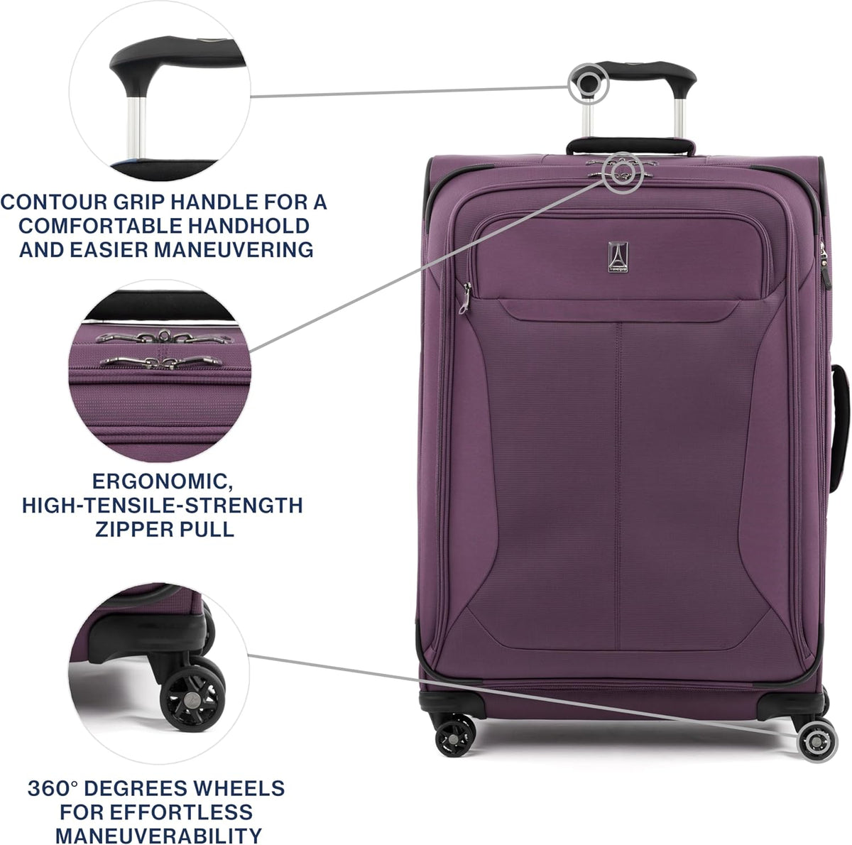 Tourlite Softside 21" Expandable Luggage with 4 Spinner Wheels, Lightweight Suitcase, Carry-On, Blue