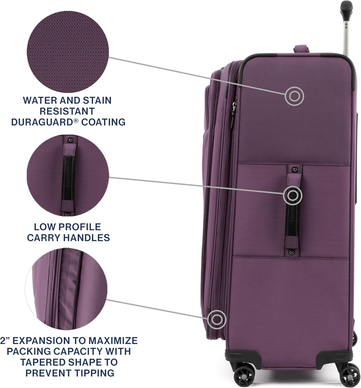 Tourlite Softside 21" Expandable Luggage with 4 Spinner Wheels, Lightweight Suitcase, Carry-On, Blue