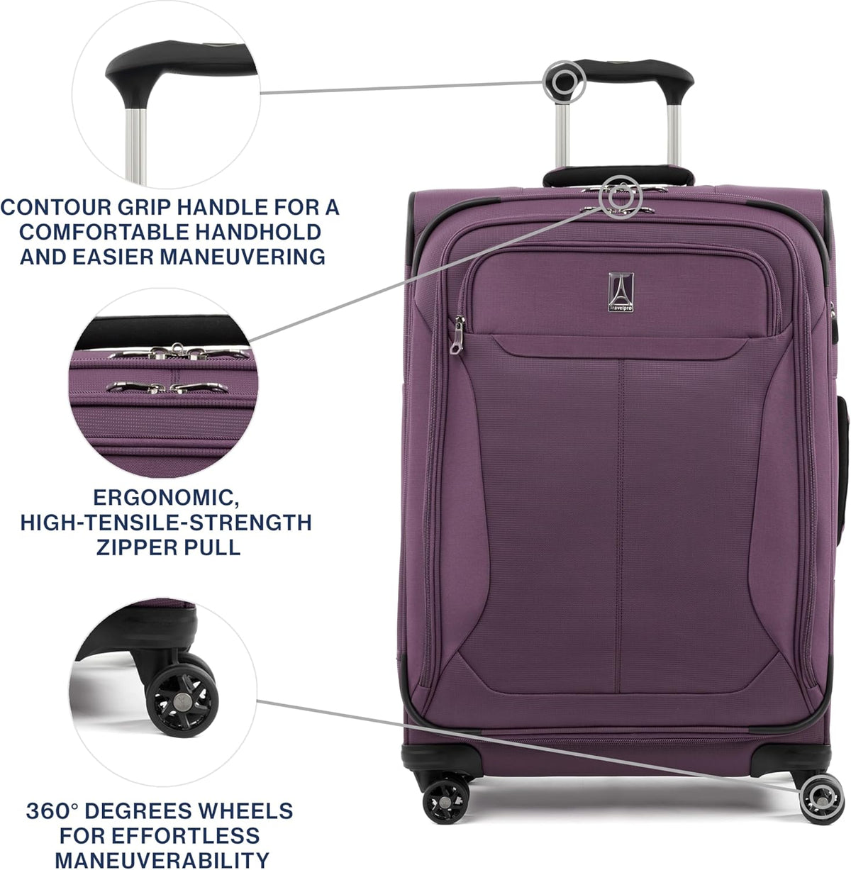 Tourlite Softside 21" Expandable Luggage with 4 Spinner Wheels, Lightweight Suitcase, Carry-On, Blue