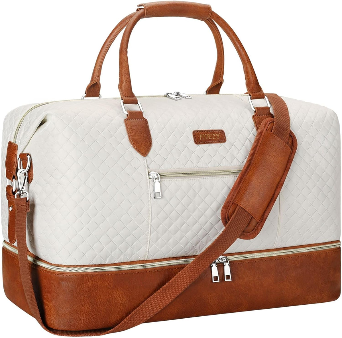 Weekender Overnight Bag for Women - Large Travel Duffel Bag with Shoe Compartment, Gym Duffel Bag Hospital Bag Carry On Tote Bags for Airplanes with Crossbody Bag Toiletry Bag 3Pcs Set - Colors A