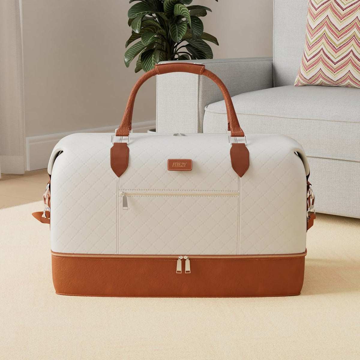 Weekender Overnight Bag for Women - Large Travel Duffel Bag with Shoe Compartment, Gym Duffel Bag Hospital Bag Carry On Tote Bags for Airplanes with Crossbody Bag Toiletry Bag 3Pcs Set - Colors A
